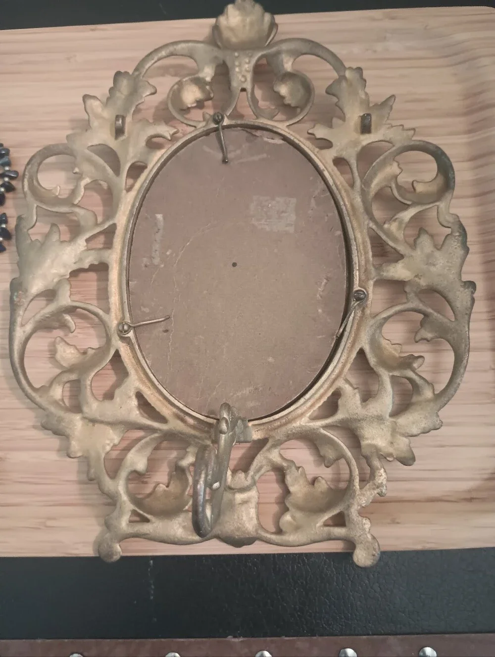 Victorian/Baroque Style Cast Iron Gold Vanity Frame/ Mirror/Jewelry Display.